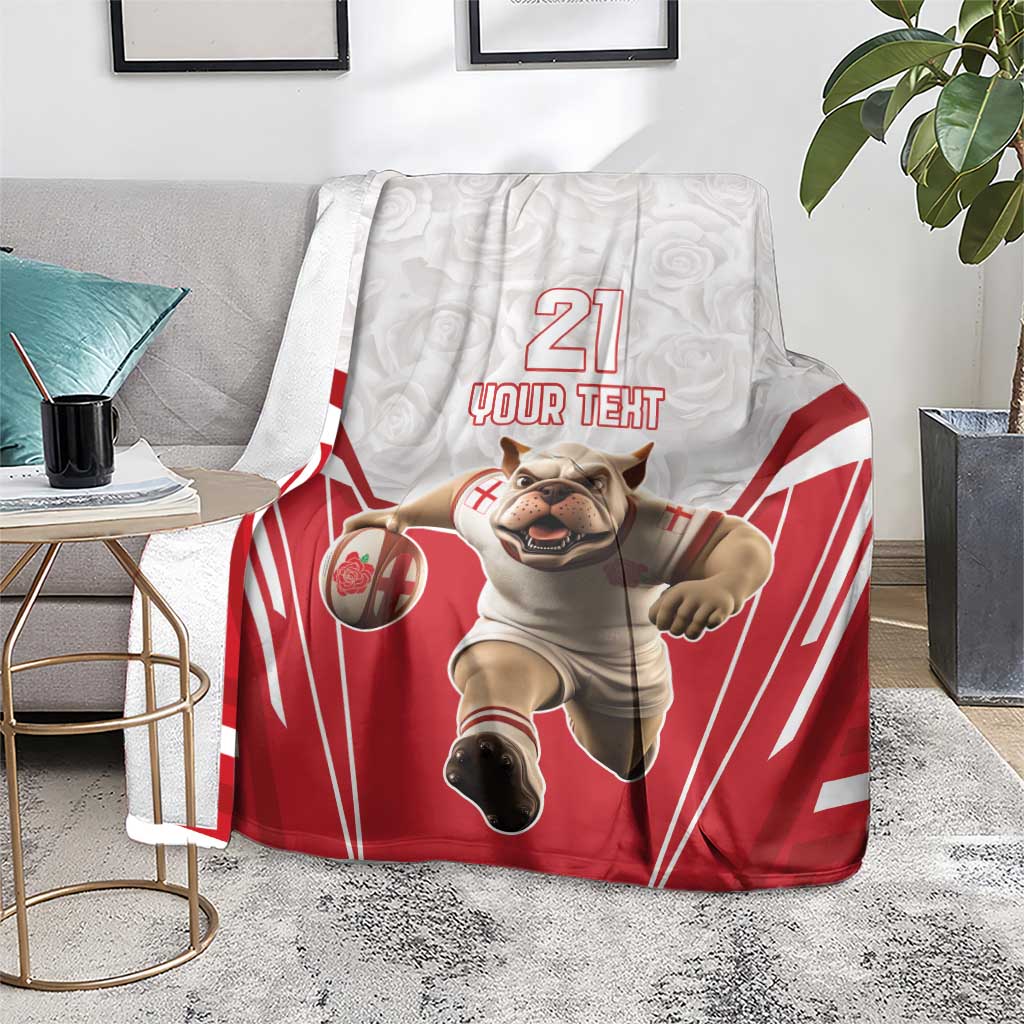 England Rugby Custom Blanket English Bull Dog Mascot Sporty