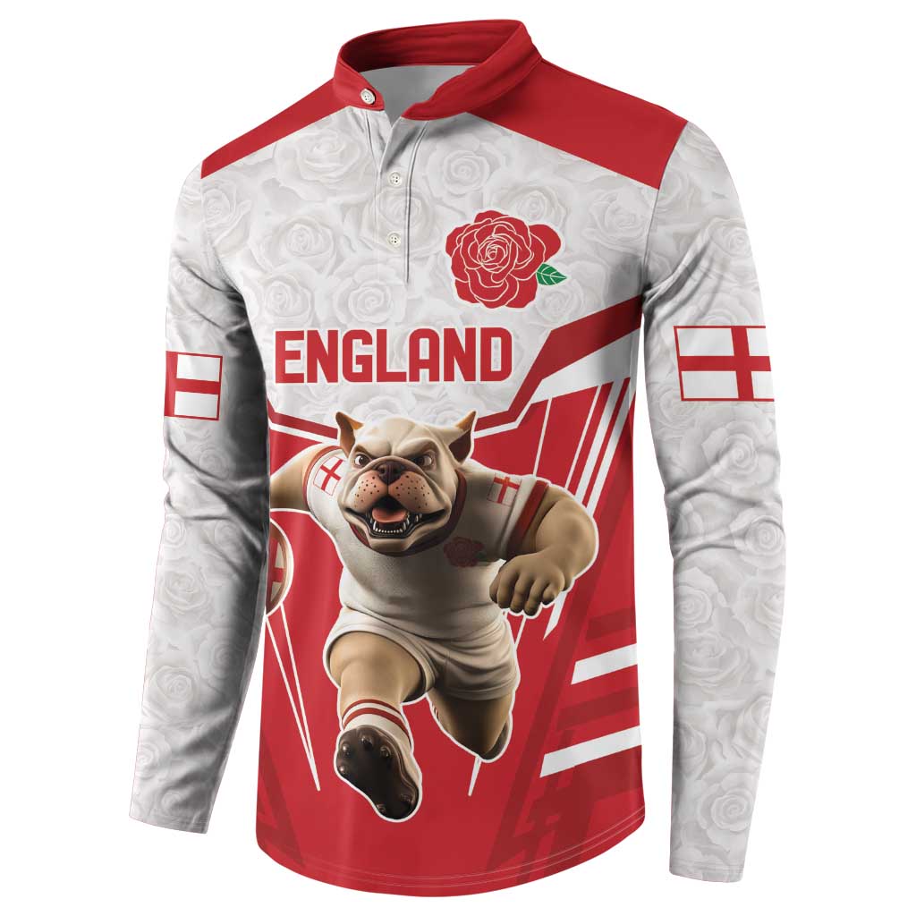 England Rugby Custom Button Sweatshirt English Bull Dog Mascot Sporty