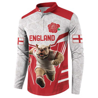 England Rugby Custom Button Sweatshirt English Bull Dog Mascot Sporty