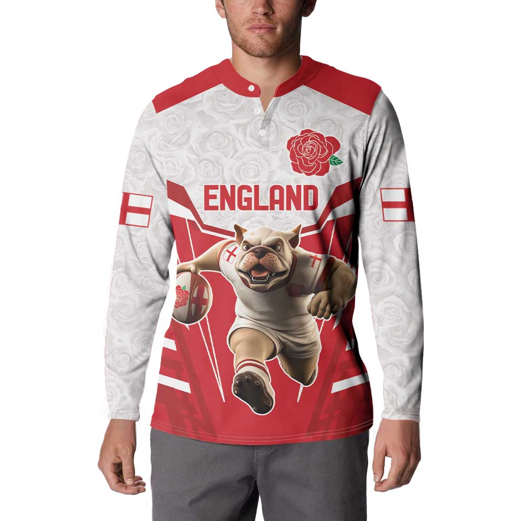 England Rugby Custom Button Sweatshirt English Bull Dog Mascot Sporty