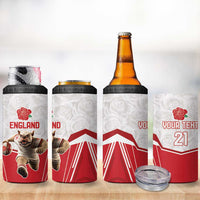 England Rugby Custom 4 in 1 Can Cooler Tumbler English Bull Dog Mascot Sporty
