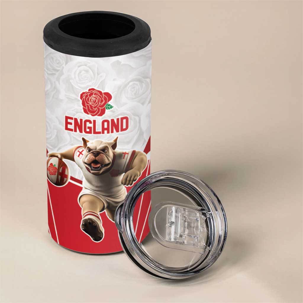 England Rugby Custom 4 in 1 Can Cooler Tumbler English Bull Dog Mascot Sporty