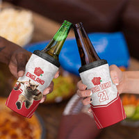 England Rugby Custom 4 in 1 Can Cooler Tumbler English Bull Dog Mascot Sporty
