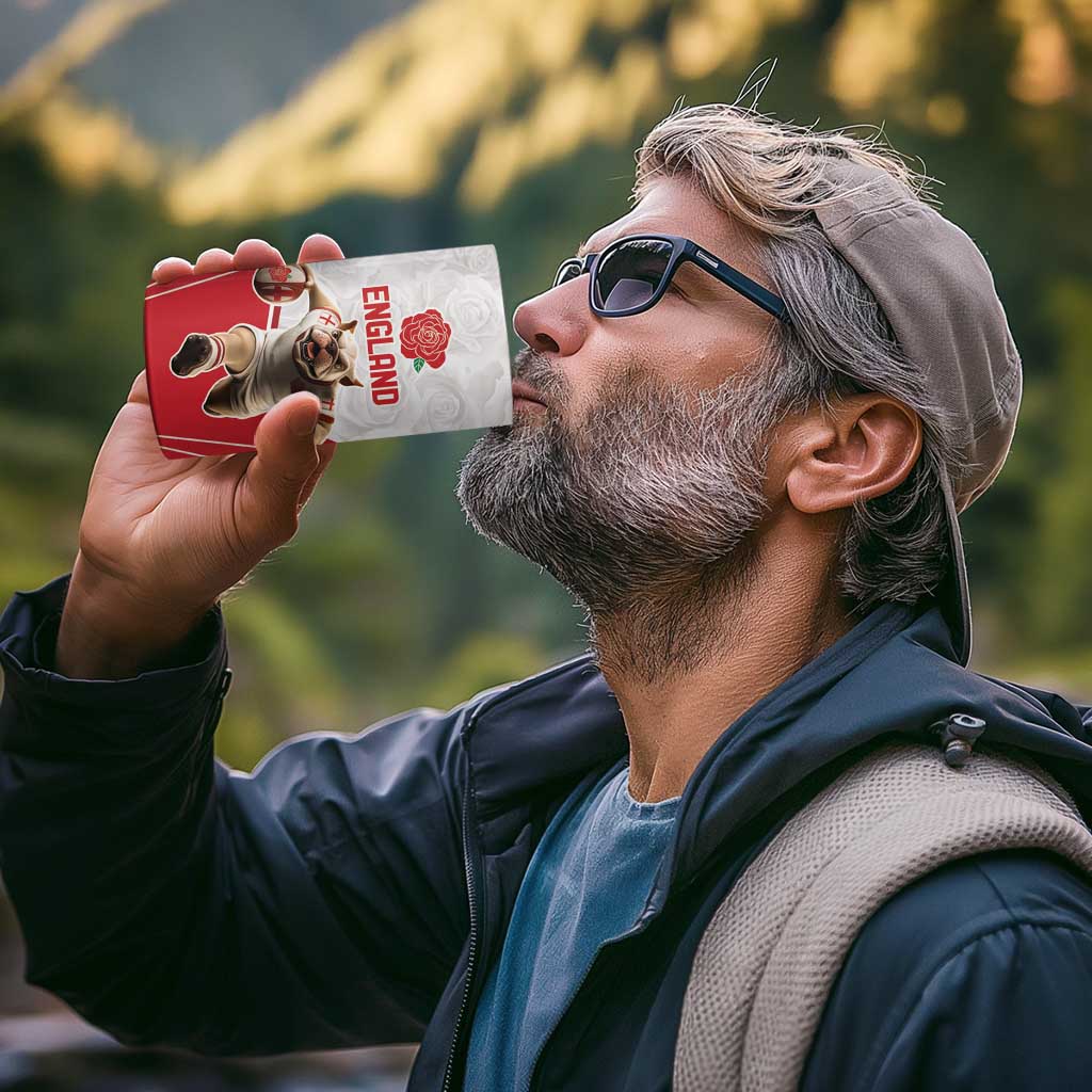 England Rugby Custom 4 in 1 Can Cooler Tumbler English Bull Dog Mascot Sporty