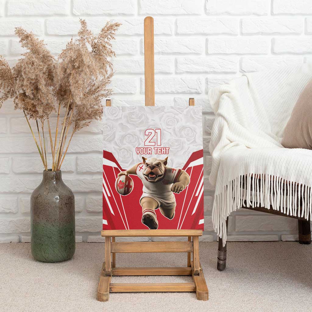 England Rugby Custom Canvas Wall Art English Bull Dog Mascot Sporty