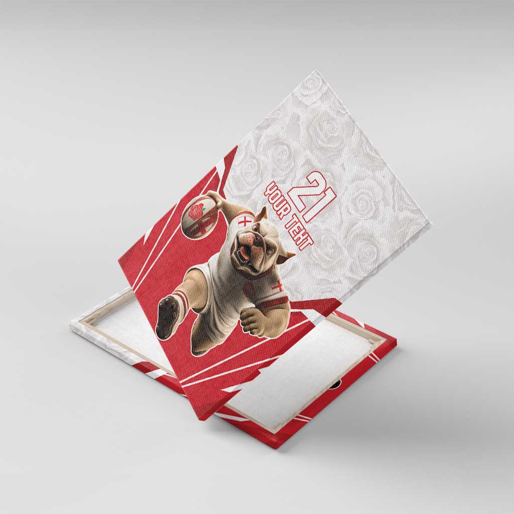 England Rugby Custom Canvas Wall Art English Bull Dog Mascot Sporty