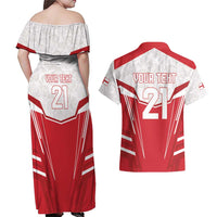 England Rugby Custom Couples Matching Off Shoulder Maxi Dress and Hawaiian Shirt English Bull Dog Mascot Sporty