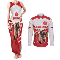 England Rugby Custom Couples Matching Tank Maxi Dress and Long Sleeve Button Shirt English Bull Dog Mascot Sporty