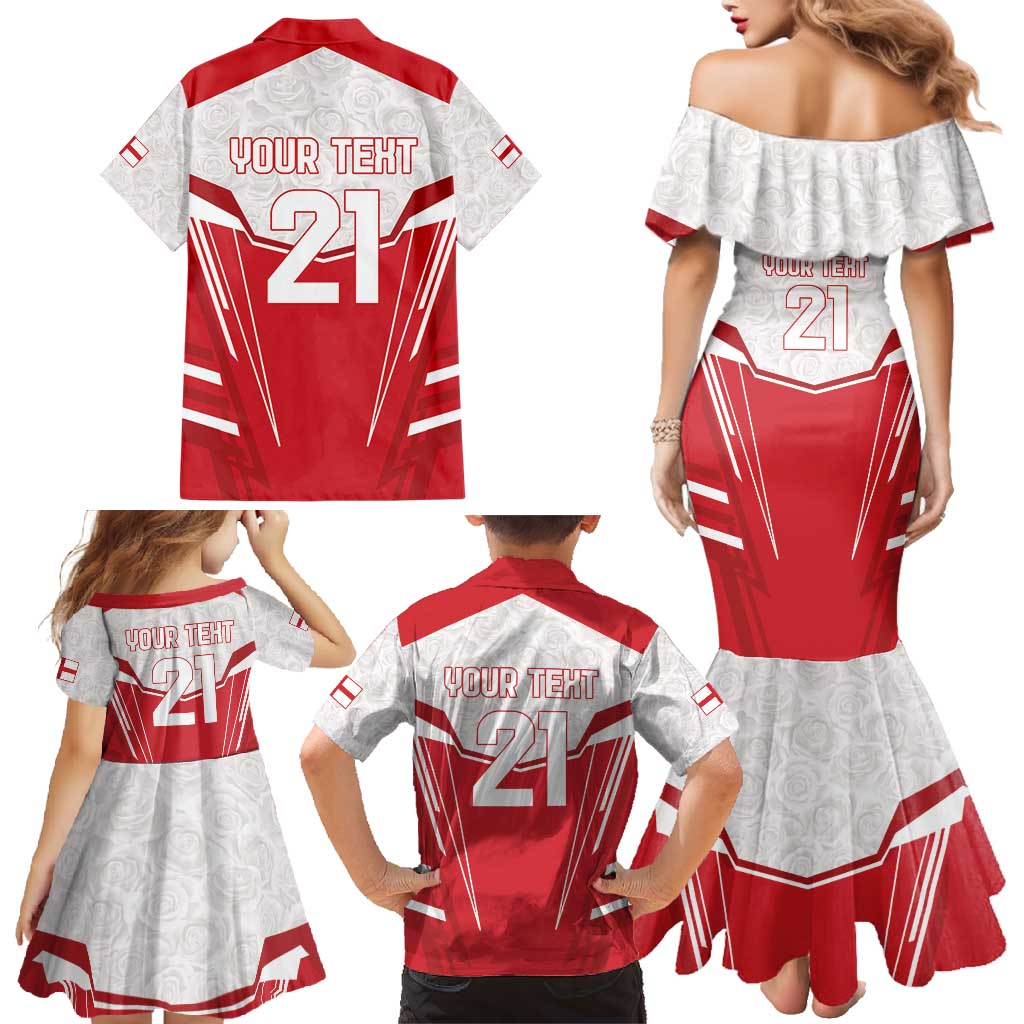 England Rugby Custom Family Matching Mermaid Dress and Hawaiian Shirt English Bull Dog Mascot Sporty