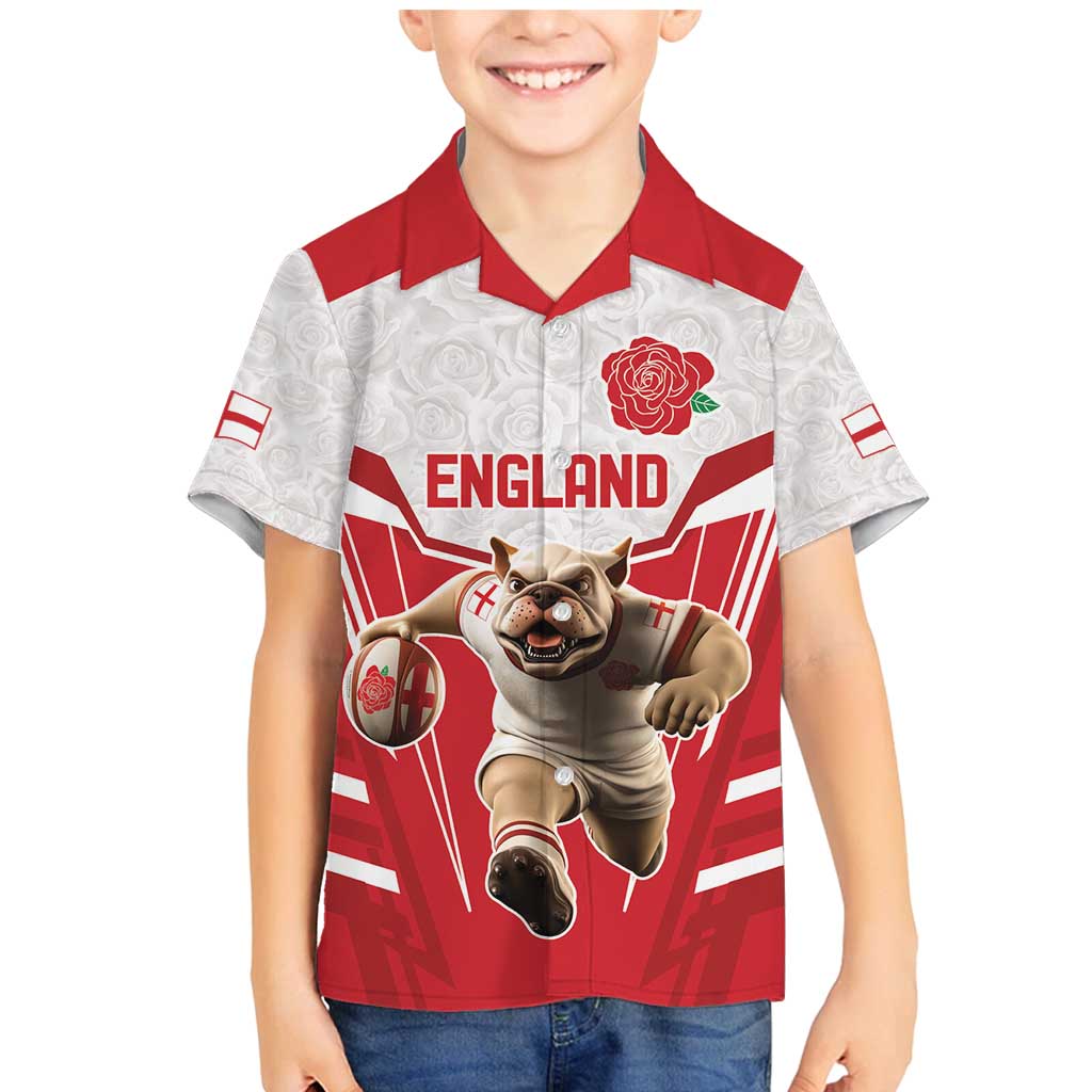 England Rugby Custom Family Matching Mermaid Dress and Hawaiian Shirt English Bull Dog Mascot Sporty