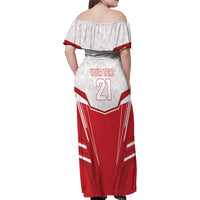 England Rugby Custom Family Matching Off Shoulder Maxi Dress and Hawaiian Shirt English Bull Dog Mascot Sporty