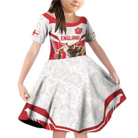 England Rugby Custom Family Matching Off Shoulder Short Dress and Hawaiian Shirt English Bull Dog Mascot Sporty