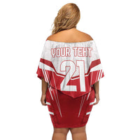 England Rugby Custom Family Matching Off Shoulder Short Dress and Hawaiian Shirt English Bull Dog Mascot Sporty