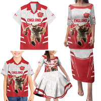 England Rugby Custom Family Matching Puletasi and Hawaiian Shirt English Bull Dog Mascot Sporty