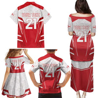 England Rugby Custom Family Matching Puletasi and Hawaiian Shirt English Bull Dog Mascot Sporty