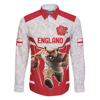 England Rugby Custom Family Matching Puletasi and Hawaiian Shirt English Bull Dog Mascot Sporty