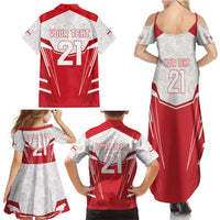 England Rugby Custom Family Matching Summer Maxi Dress and Hawaiian Shirt English Bull Dog Mascot Sporty