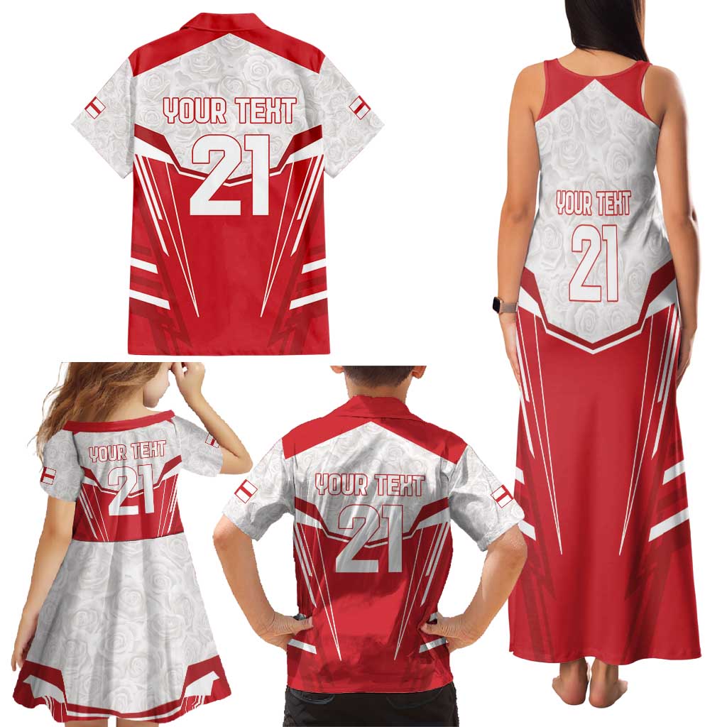 England Rugby Custom Family Matching Tank Maxi Dress and Hawaiian Shirt English Bull Dog Mascot Sporty