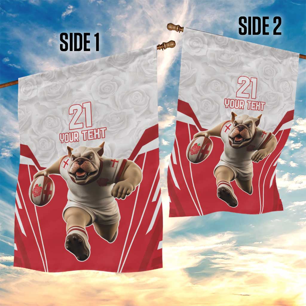 England Rugby Custom Garden Flag English Bull Dog Mascot Sporty