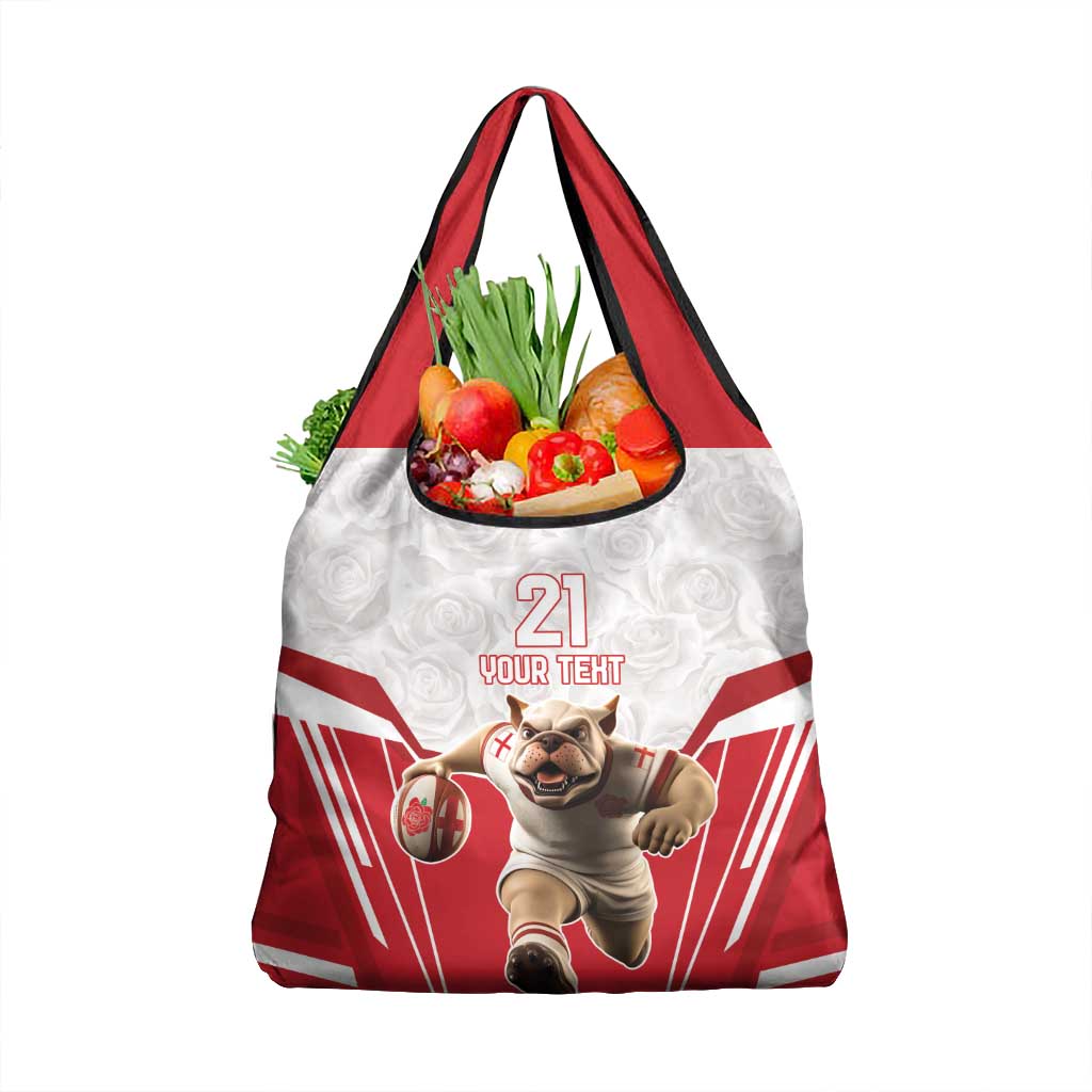 England Rugby Custom Grocery Bag English Bull Dog Mascot Sporty