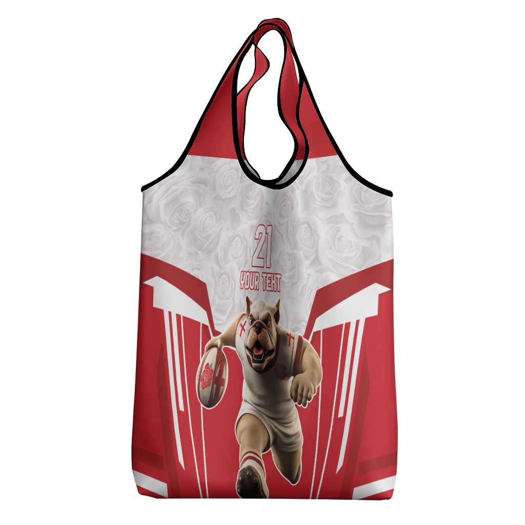 England Rugby Custom Grocery Bag English Bull Dog Mascot Sporty