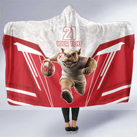 England Rugby Custom Hooded Blanket English Bull Dog Mascot Sporty