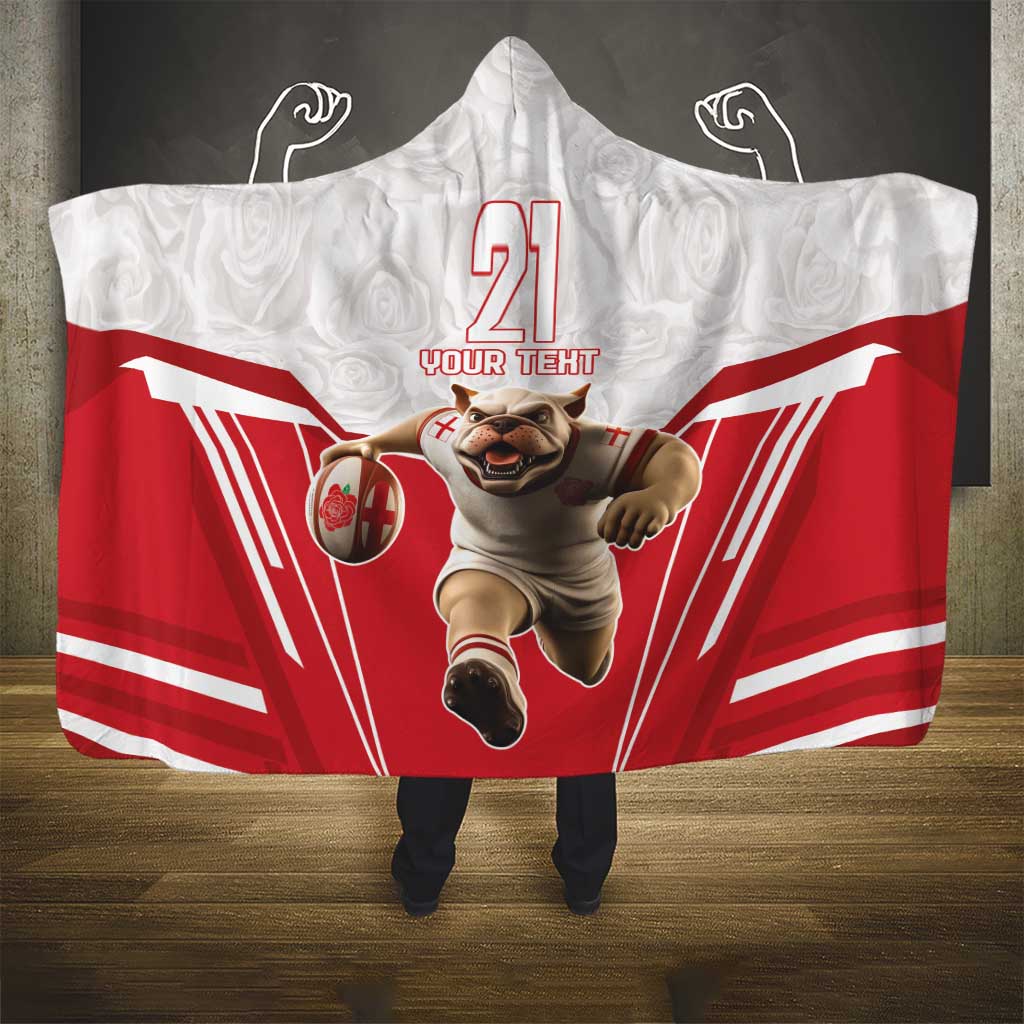 England Rugby Custom Hooded Blanket English Bull Dog Mascot Sporty