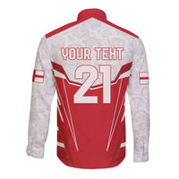 England Rugby Custom Long Sleeve Button Shirt English Bull Dog Mascot Sporty