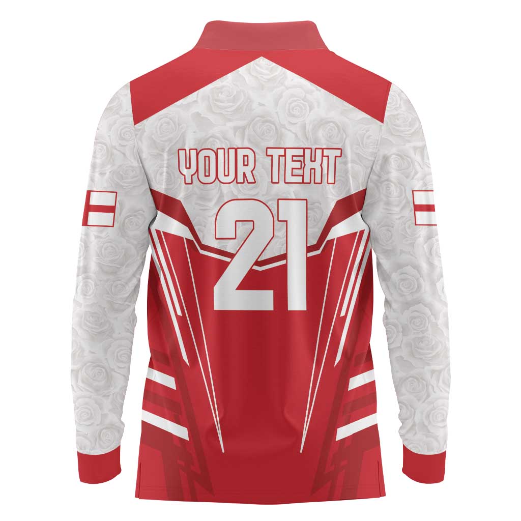 England Rugby Custom Long Sleeve Polo Shirt English Bull Dog Mascot Sporty