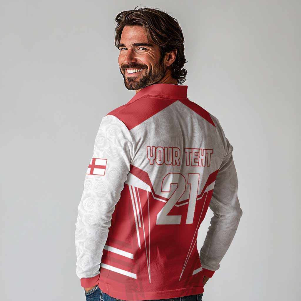 England Rugby Custom Long Sleeve Polo Shirt English Bull Dog Mascot Sporty