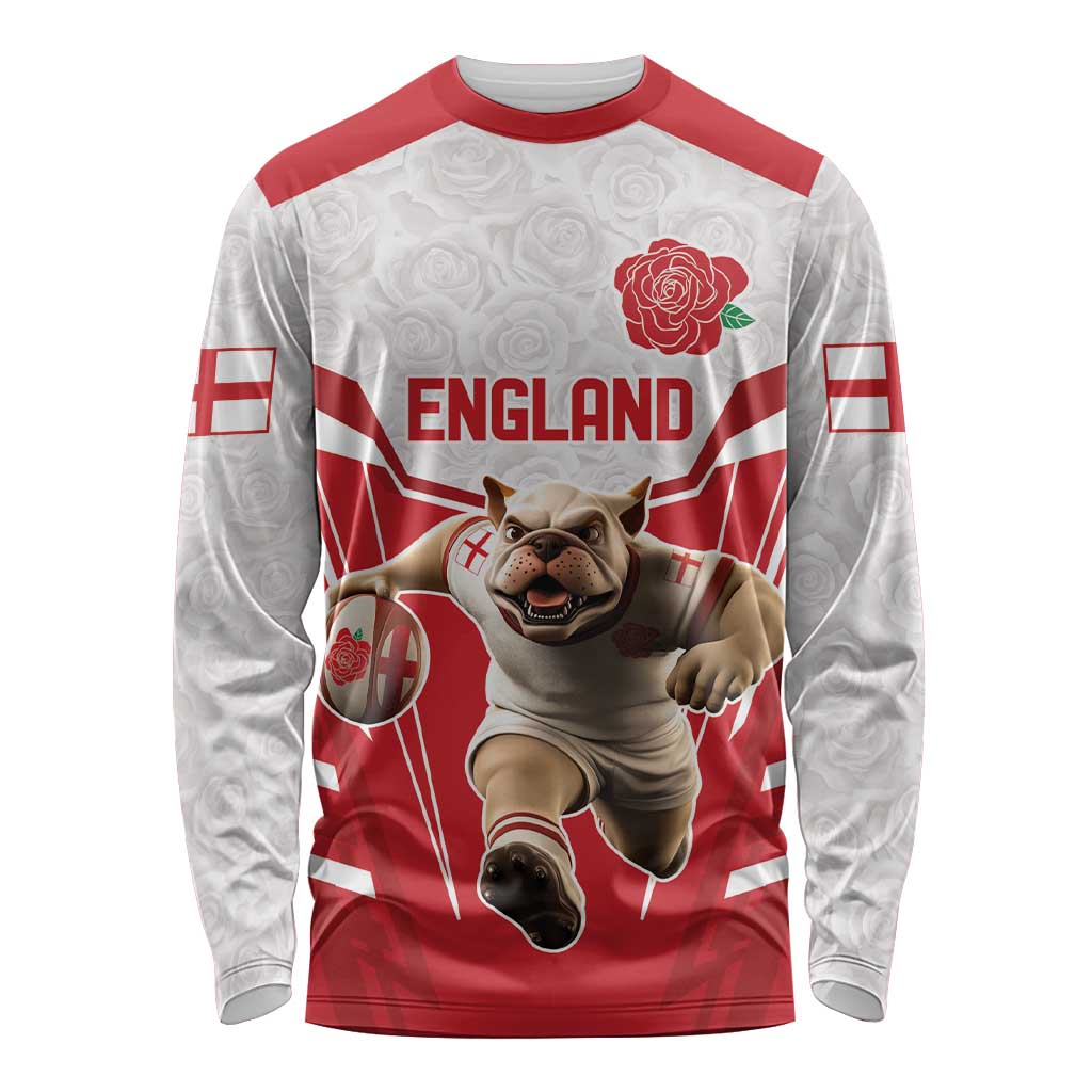 England Rugby Custom Long Sleeve Shirt English Bull Dog Mascot Sporty