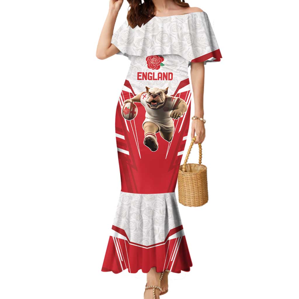 England Rugby Custom Mermaid Dress English Bull Dog Mascot Sporty