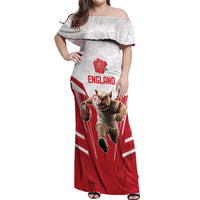 England Rugby Custom Off Shoulder Maxi Dress English Bull Dog Mascot Sporty