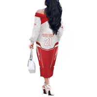 England Rugby Custom Off The Shoulder Long Sleeve Dress English Bull Dog Mascot Sporty