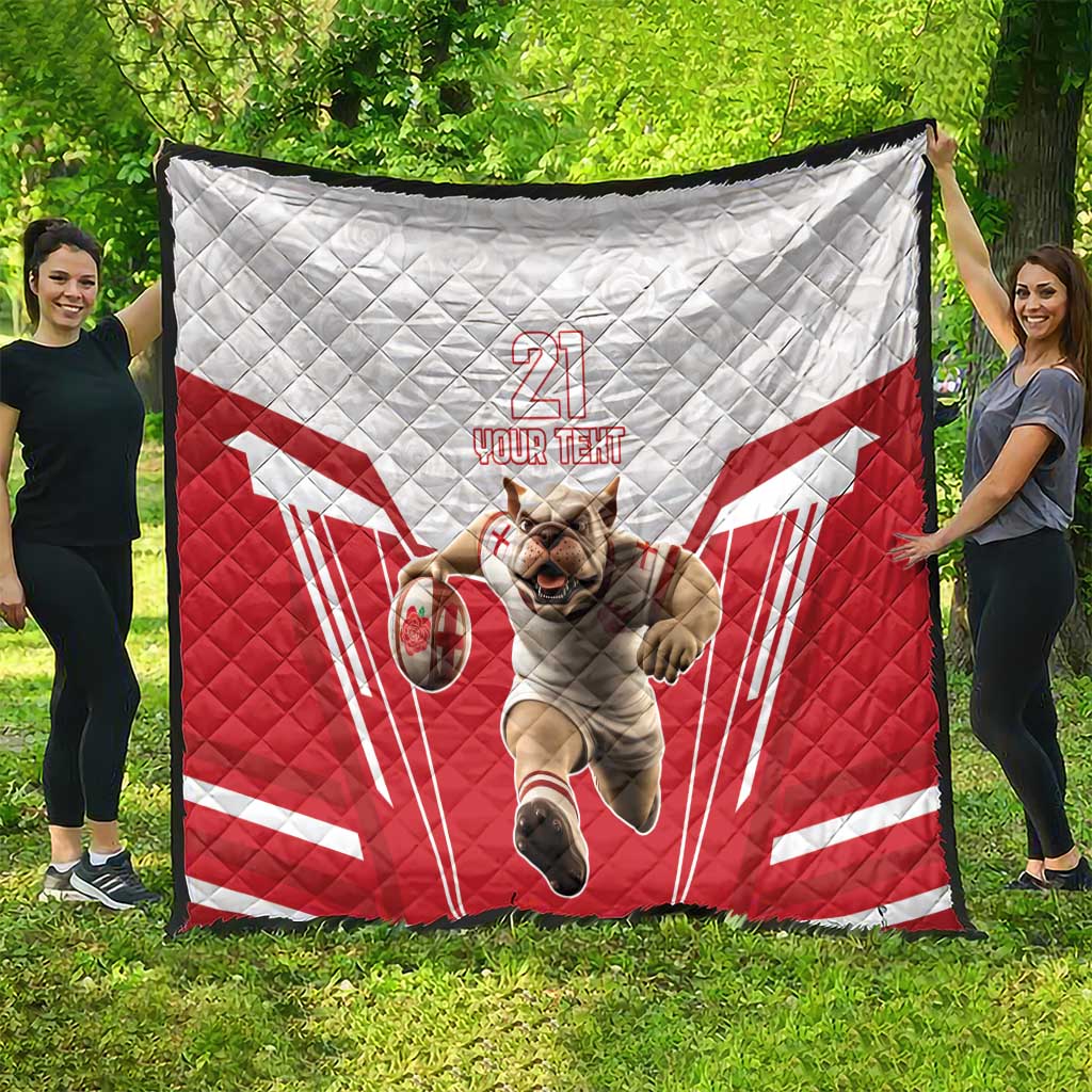 England Rugby Custom Quilt English Bull Dog Mascot Sporty