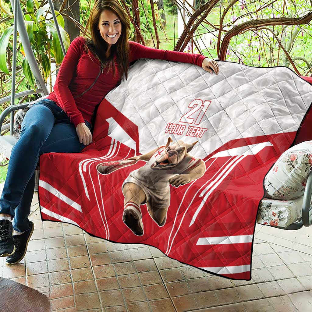 England Rugby Custom Quilt English Bull Dog Mascot Sporty