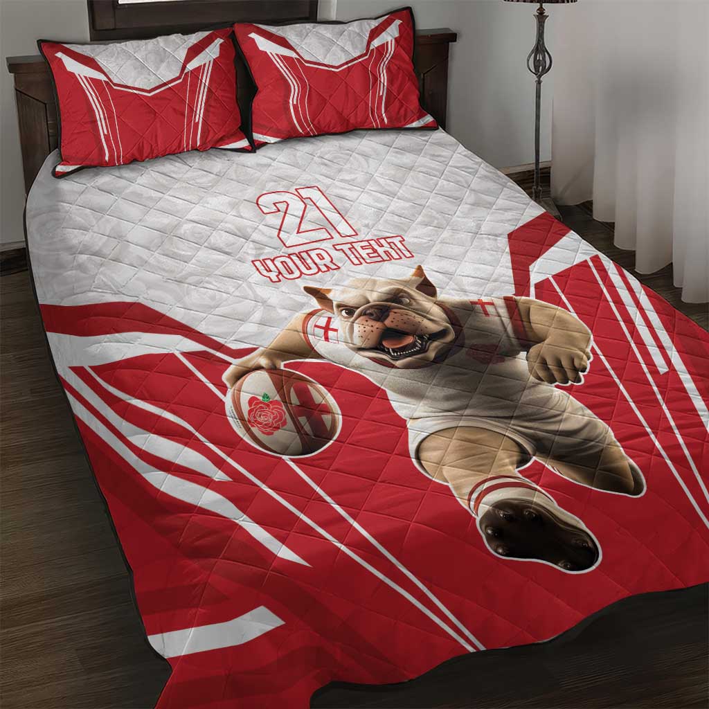 England Rugby Custom Quilt Bed Set English Bull Dog Mascot Sporty