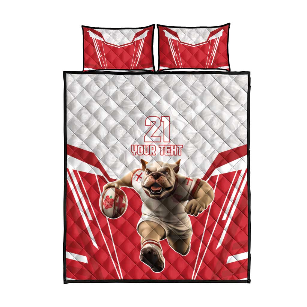 England Rugby Custom Quilt Bed Set English Bull Dog Mascot Sporty