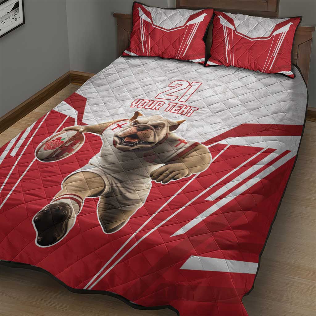 England Rugby Custom Quilt Bed Set English Bull Dog Mascot Sporty