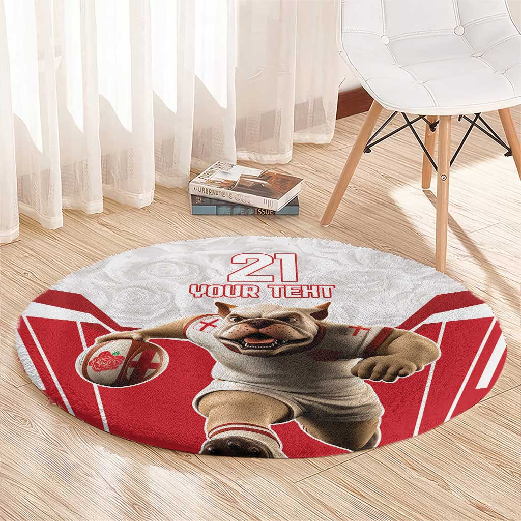 England Rugby Custom Round Carpet English Bull Dog Mascot Sporty