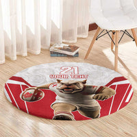 England Rugby Custom Round Carpet English Bull Dog Mascot Sporty