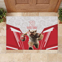 England Rugby Custom Rubber Doormat English Bull Dog Mascot Sporty