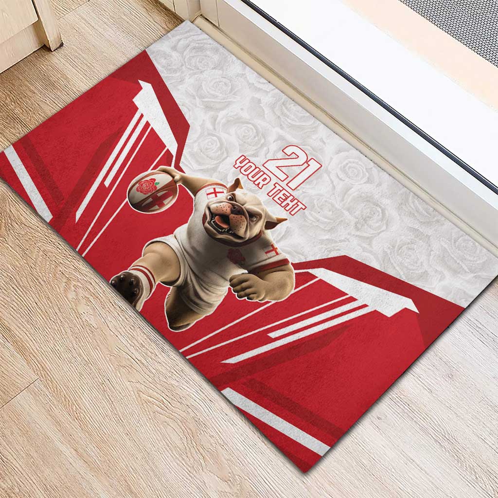 England Rugby Custom Rubber Doormat English Bull Dog Mascot Sporty