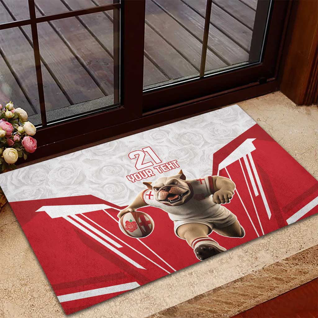 England Rugby Custom Rubber Doormat English Bull Dog Mascot Sporty