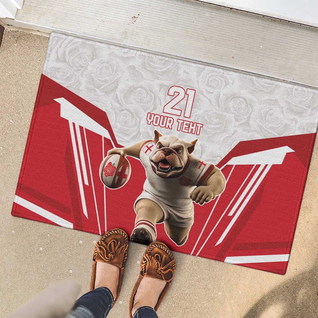 England Rugby Custom Rubber Doormat English Bull Dog Mascot Sporty
