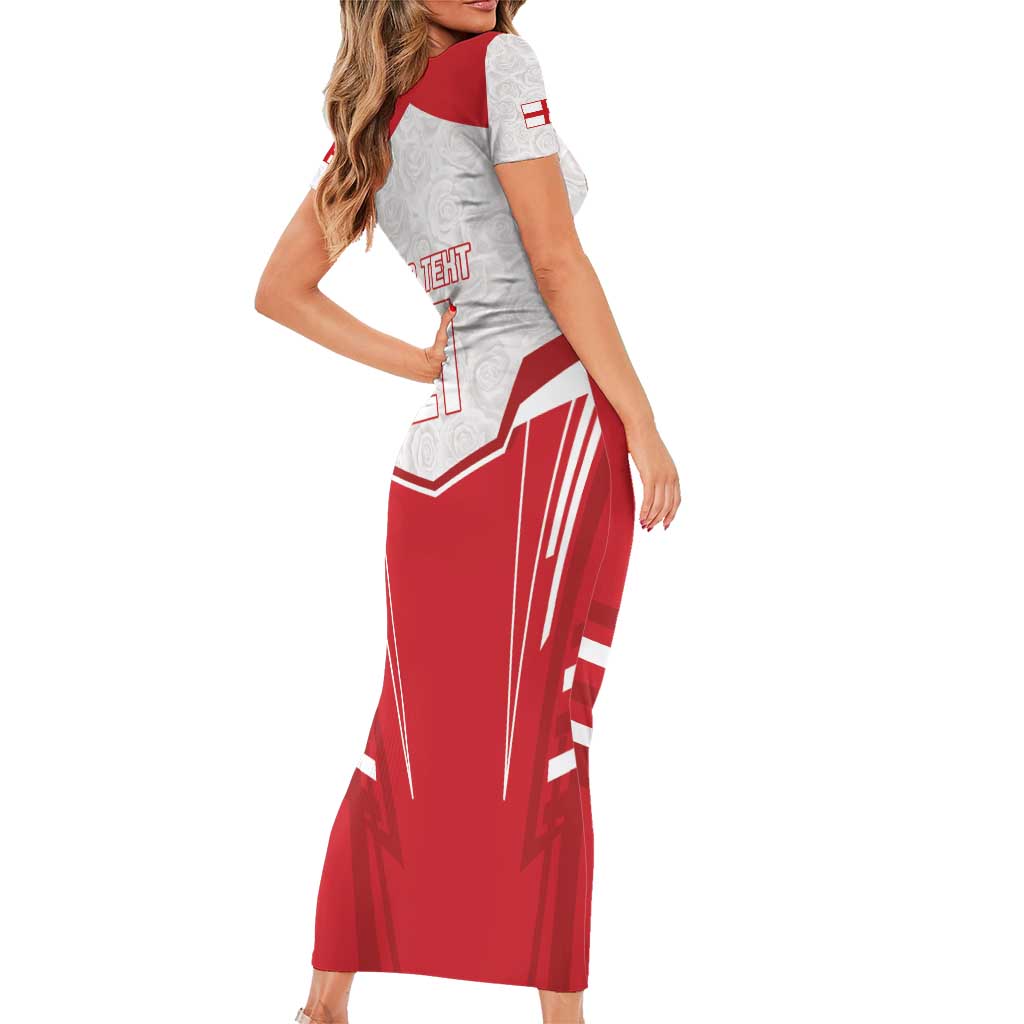 England Rugby Custom Short Sleeve Bodycon Dress English Bull Dog Mascot Sporty