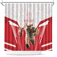 England Rugby Custom Shower Curtain English Bull Dog Mascot Sporty