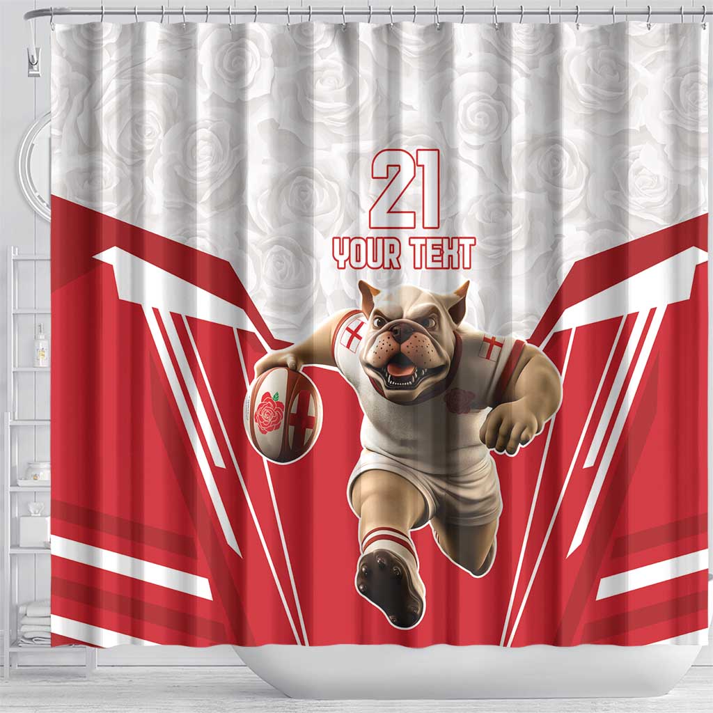 England Rugby Custom Shower Curtain English Bull Dog Mascot Sporty