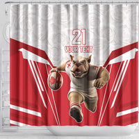 England Rugby Custom Shower Curtain English Bull Dog Mascot Sporty