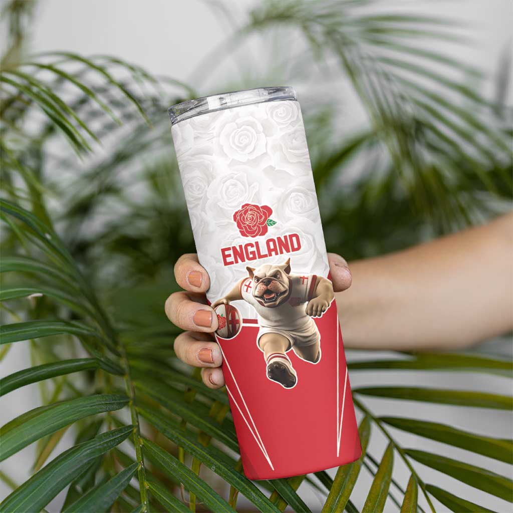 England Rugby Custom Skinny Tumbler English Bull Dog Mascot Sporty